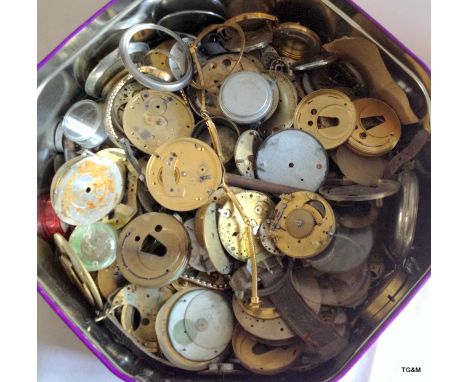 A large quantity of clock and watch parts