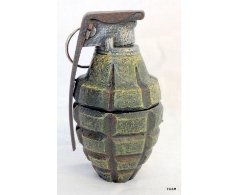 A replica pineapple grenade trinket box 10cm high