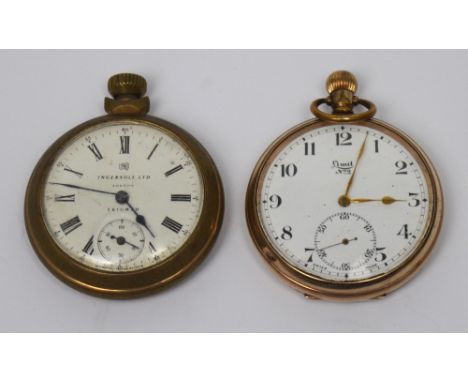 A Limit model no.2 gentlemen's gold-plated pocket watch, having Arabic numerals to circular enamel dial and subsidiary second