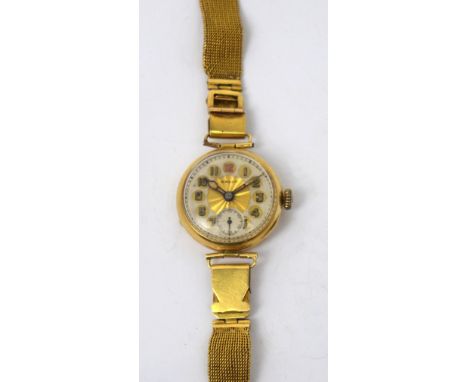 Galco; an 18ct gold cased ladies' wristwatch, the circular enamel dial with Arabic numerals and subsidiary seconds dial, moun