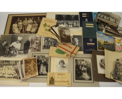 A small quantity of ephemera to include Liverpool Official Handbook 1964-1965 and a number of monochrome/sepia postcards and 