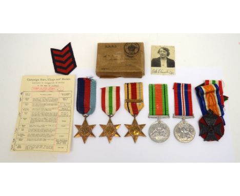 A WWII medal group relating to T.A. Gadie; the War Medal 1939-1945, the Italy Star, the 1939-1945 Star, the Africa Star with 