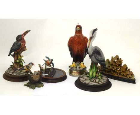 A quantity of mixed collectors' items to include a number of Capodimonte birds on stands, a soapstone carving of grapes and v