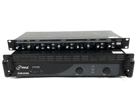 Stage and Sound Equipment. Two rack-mountable units. A Pyle PTA1200 two-channel professional power amplifier and a Subzero AX