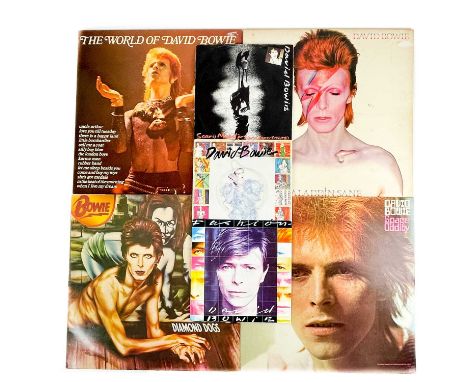 David Bowie. A collection of vinyl. 'Space Oddity,' BPRS 4501, vg sleeve, vg disc, 1969; 'Diamond Dogs,' APL1 05 76 A, rubbed