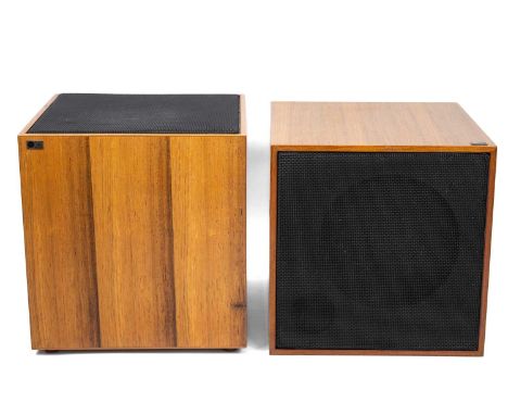 A rare pair of Sonab V-1 speakers. Introduced in the late sixties, the omnidirectional Sonab V-1 was the first cube-shaped Ca