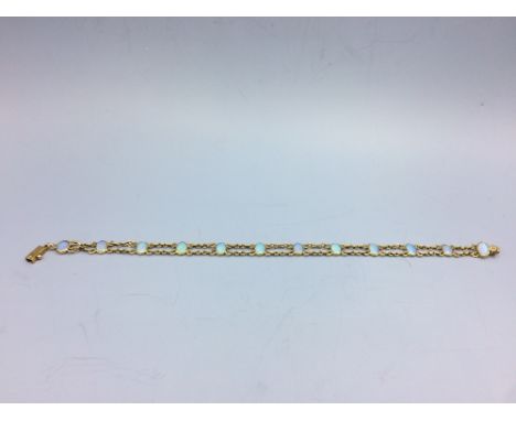 9ct Gold &amp; opal 2 strand bracelet 4g 