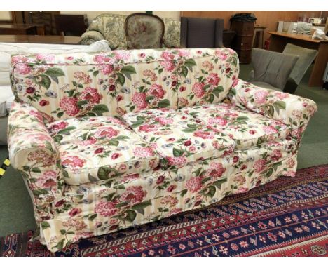 Good quality traditional 3 seater sofa upholstered in floral fabric 