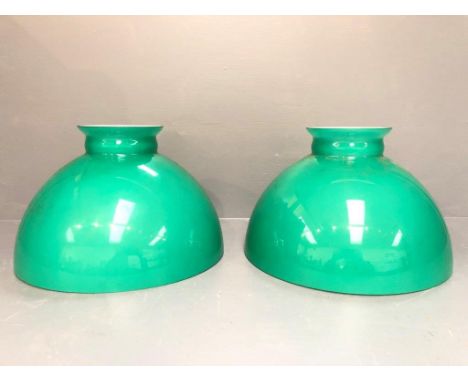 Set of 2 emerald green glass lamp shades ( 18 depth 26 dia cm) 