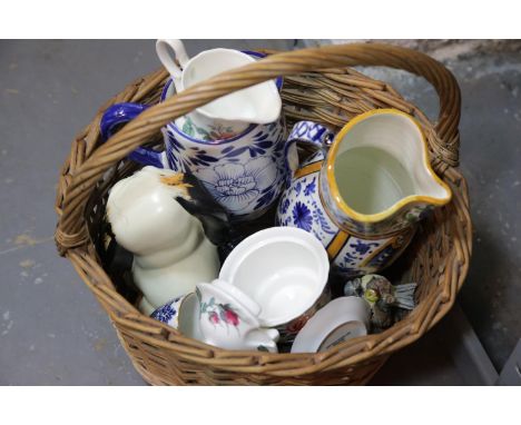 Basket of miscellaneous ceramic items. This lot is not available for in-house P&amp;P, please contact the office for more inf