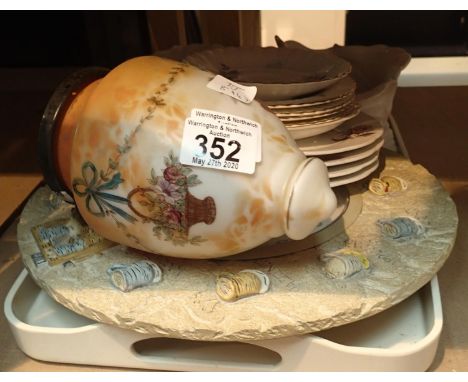 Collection of mixed ceramics including a vintage milk glass light shade. This lot is not available for in-house P&amp;P, plea