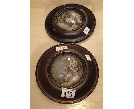 Two framed pot lids the enthusiast and hide and seek. P&P Group 1 (£14+VAT for the first lot and £1+VAT for subsequent lots)C