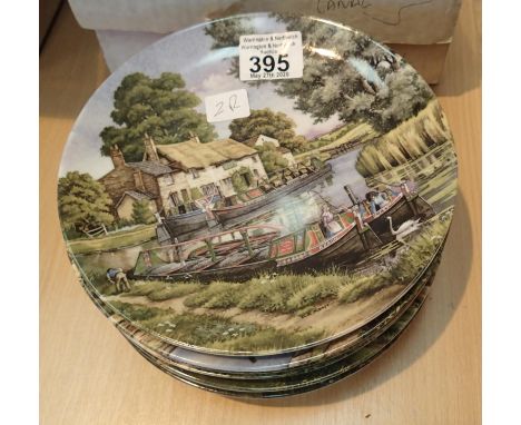 Eight Royal Worcester china wall plates by Rocket Kent Romance of the Waterways. This lot is not available for in-house P&amp