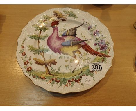 Antique handed painted bird paradise plate. D: 26 cm. P&amp;P Group 1 (£14+VAT for the first lot and £1+VAT for subsequent lo