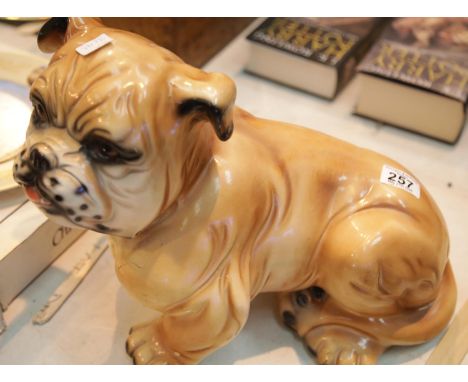 Ceramic Bulldog figurine, L: 35cm. P&amp;P Group 2 (£18+VAT for the first lot and £2+VAT for subsequent lots) 