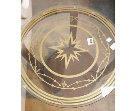 Art Deco glass top circular table, D: 59 cm. This lot is not available for in-house P&amp;P, please contact the office for mo