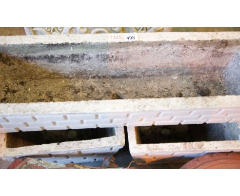 Two large stone cast garden planters and a matching trough. This lot is not available for in-house P&amp;P, please contact th