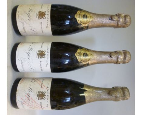 Three half bottles of 1934 Vintage Pol Roger & Co, Epernay Champagne 