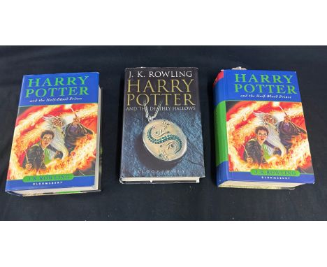 Three Harry Potter first edition books, all with miss prints