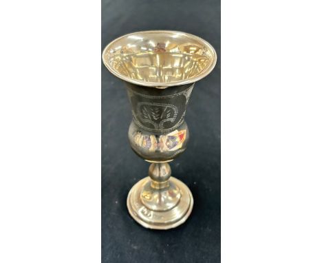 Vintage Sterling silver Kiddush cup goblet, marks worn, height 5 inches, total weight 77 grams