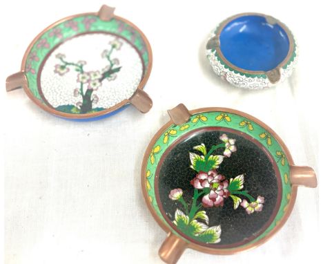 Selection 3 vintage Cloisonne ashtrays