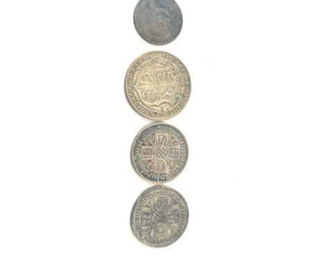 Selection of vintage coins includes 1921 half crown etc