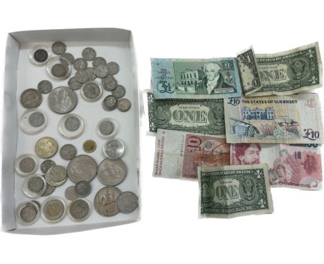 Selection of vintage and later coins and notes 