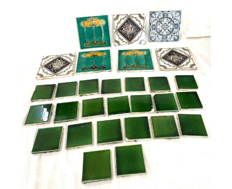 Selection of vintage decorative tiles 