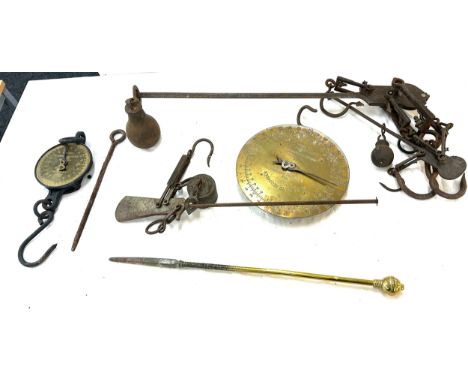Selection of vintage and later metal ware includes Scales etc 