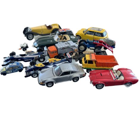 Large selection of vintage and later vehicles to include Burago, Corgi etc