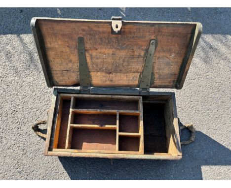 Vintage Military ammunition box measures approximately 8 inches tall 26 inches wide 14 inches depth