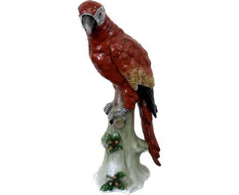 Antique German Sitzendorf parrot figure overall height approximately 9 inches tall
