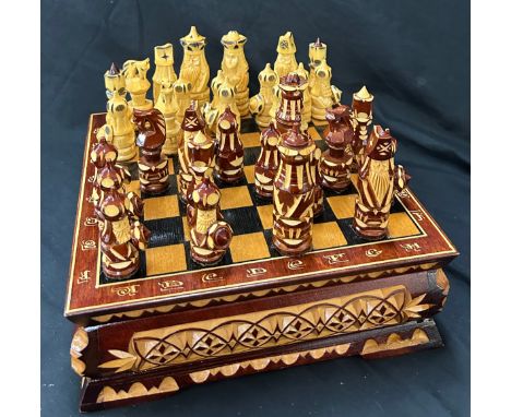 Vintage wooden chest board, decoratively carved wooden board and chest pieces
