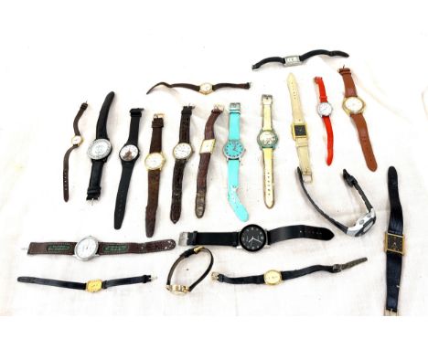 Selection of 20 mixed watches with straps leather etc to include Russian CCCP, Ben Sherman and Emporio Armani, all untested