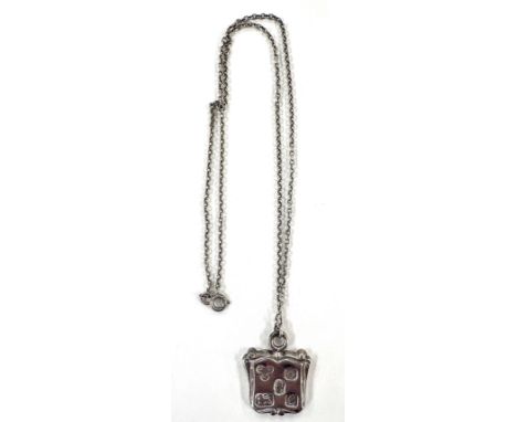 Ladies vintage silver ingot pendant and chain, overall weight  10g