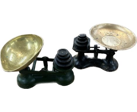 Two sets of vintage scales with weights 