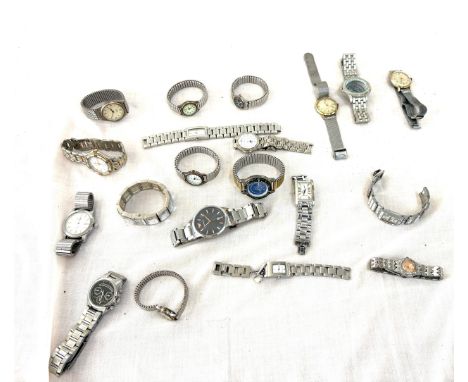 Selection of 20 assorted silver tone watches to include Flying Scotchsman, DKNY, Emporio Armani, all untested