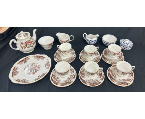 Vintage Colcough tea set to include 6 cups and saucers, tea pot, sugar bowl and milk jug, along with some Spode items