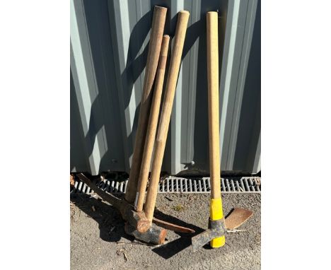 Selection of gardening tools includes Pick Axe etc 