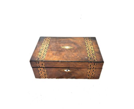 Vintage inlaid writing slope measures approximately  5.5 inches tall 14 inches wide