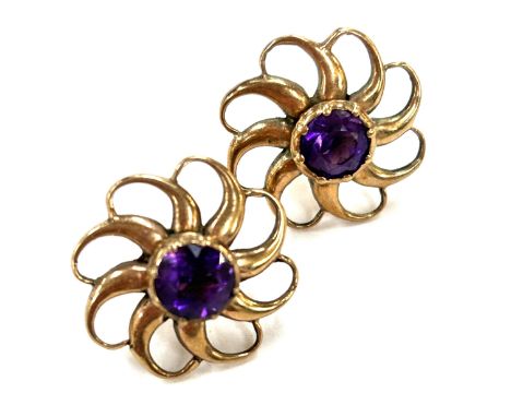 9ct gold Amethyst ladies earrings, overall weight 6.2g