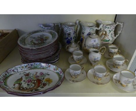 A mixed lot comprising a Continental gilt decorated coffee service, four various 19th Century lustre finished jugs and a quan