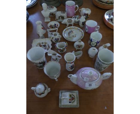 A collection of various miniature crested and other china wares to include WH Goss, Carlton ware and others to include many F