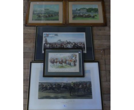 A mixed lot horse racing and equestrian prints, comprising foress, national sports, racing plate 2, a false start, after Hal 