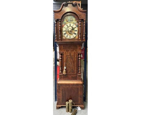 An English so-called grandfather clock with ship mechanism, the dial painted with four seasons and David for Saul. Address: T