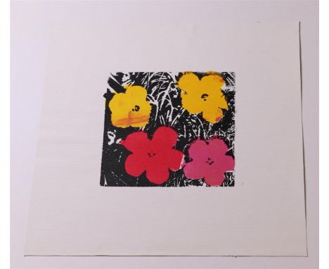 Andy Warhol (Pittsburgh, Pennsylvania, 1928 - 1987New York Presbyterian),(attributed to), Flowers, Serigraph on canvas, signe