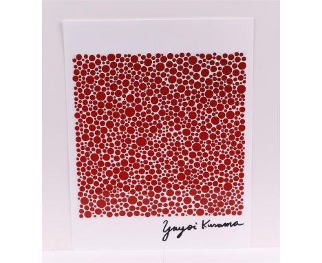 Yayoi Kusama (Matsumoto Nagano, Japan 1929)(after), photo print, signed with felt-tip pen (bottom right).29 x 21 cm. 