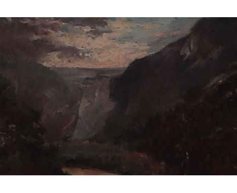 German School, 19th century, Mountain landscape, oil on panel.12 x 16 cm. 