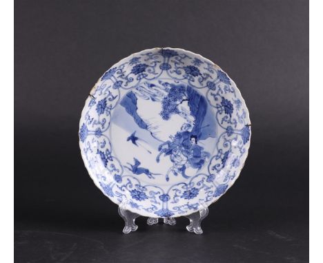 A porcelain plate with 'Joosje on horseback' decor, marked Chenghua. China, Kangxi.20 cm