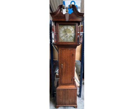 An English, oak, so-called Grandfather clock, address: Tobias Fletcher, Barnsley. about 1800.